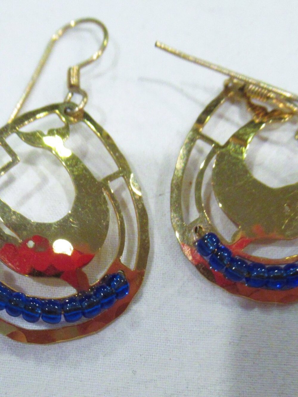 Wild Bryde whale earrings, filigree, blue beads